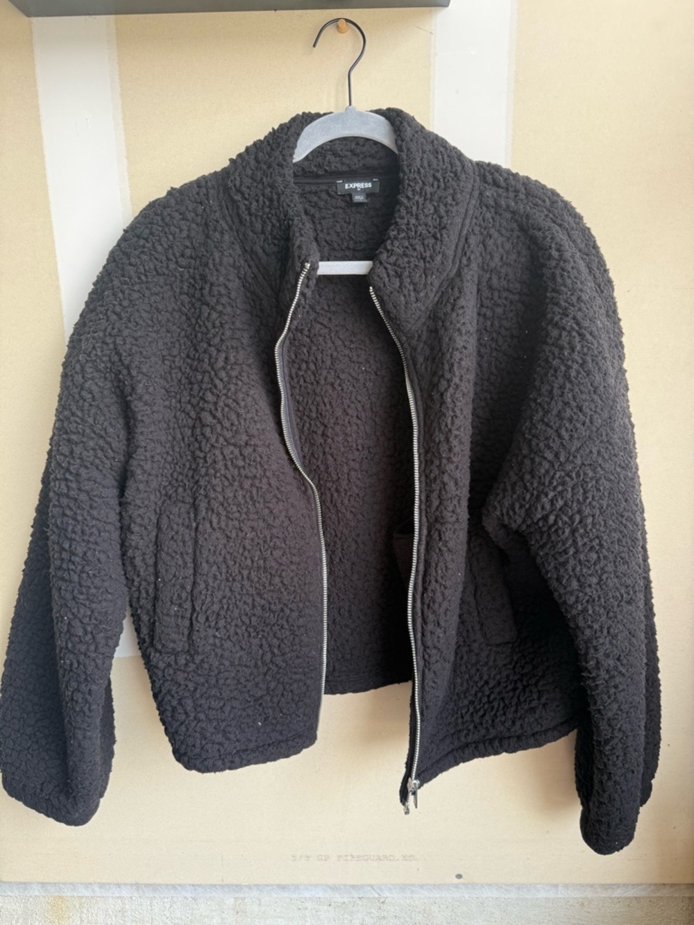 Express Black Plush Sherpa Zip-Up Jacket